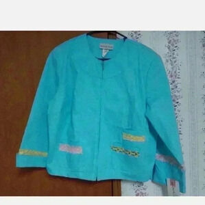 NWT Women's Annalese Blue Zip Up Long Sleeve Jacket/Blazer Size Large
